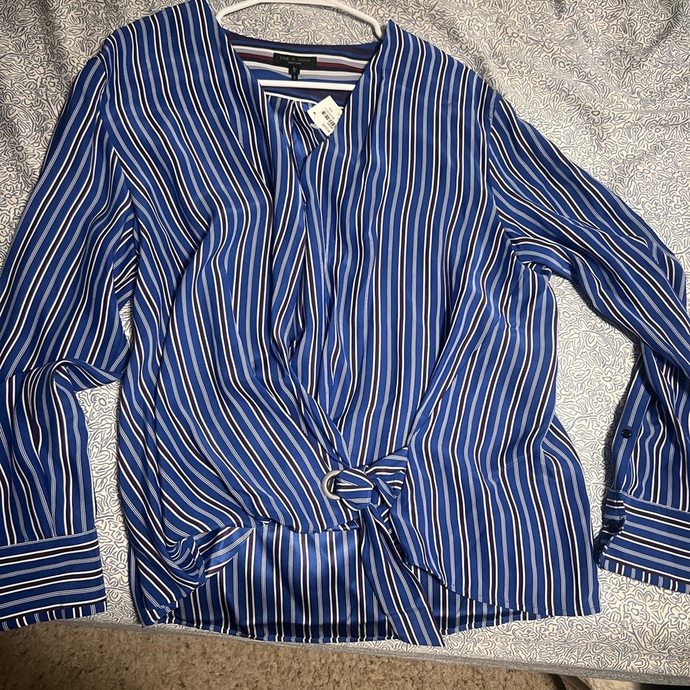 Rag & Bone Blue Striped Blouse